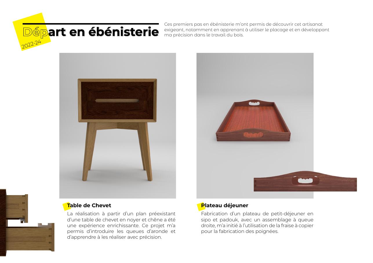 Table de chevet et plateau déjeuner