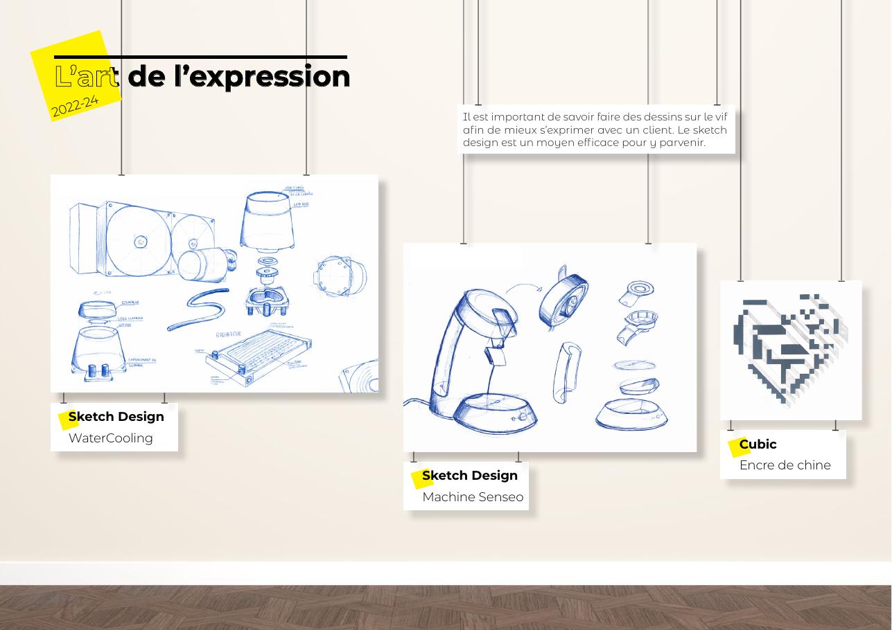Croquis éclatés de produits et composition Cubic