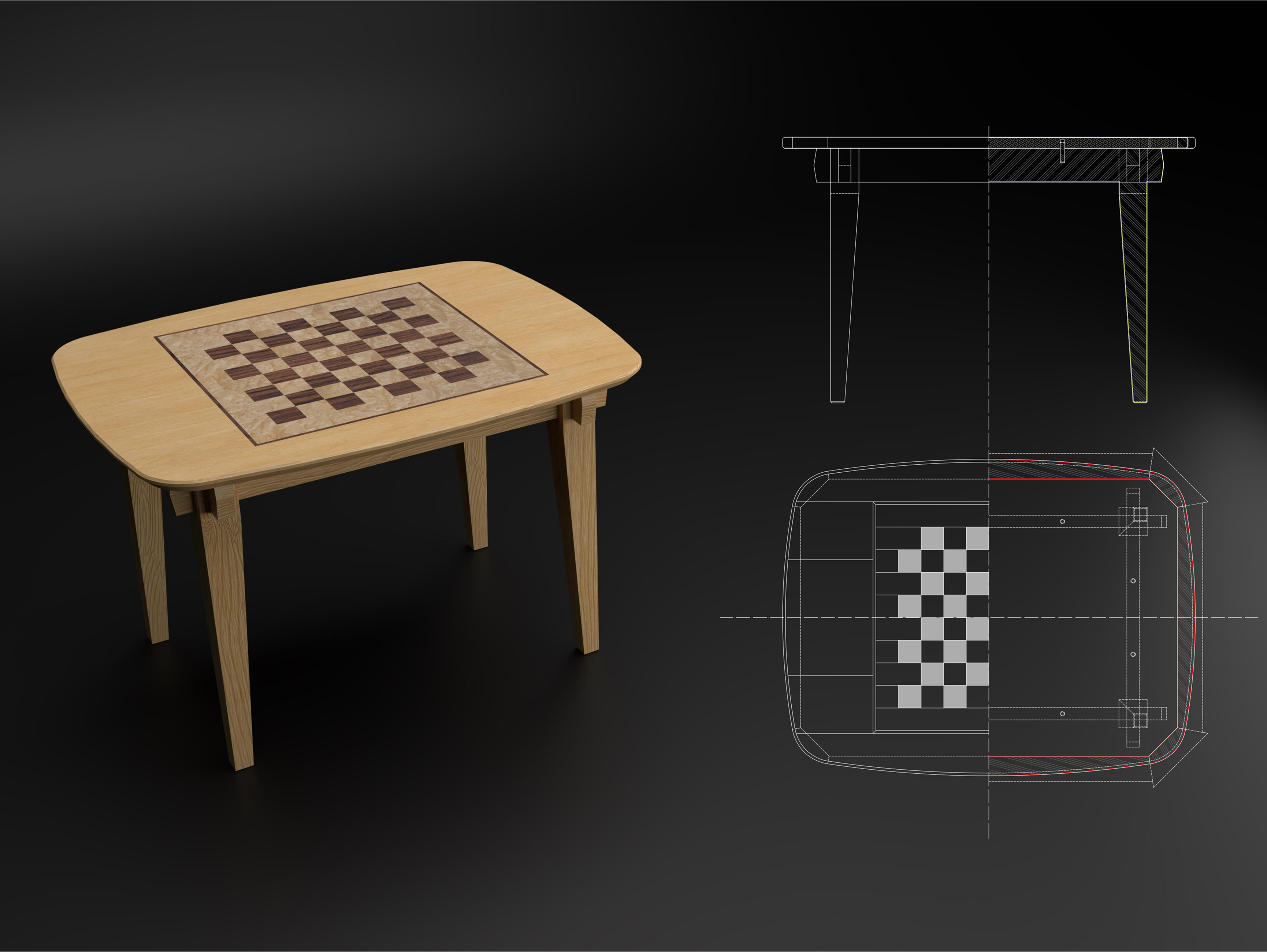 Table basse en bois conçue à l’École Boulle